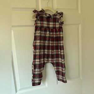 Pink Chicken Red and Black Plaid Kids Jumpsuit